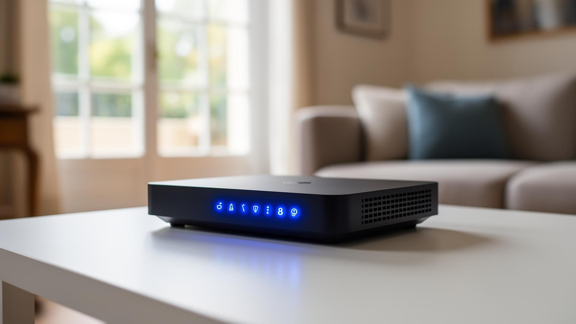 Box internet fibre installée dans un salon à Mazamet